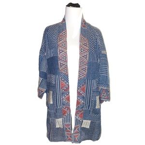 Johnny Was workshop boho stitched Sashiko embroidery, kimono jacket, Gorgeous!
